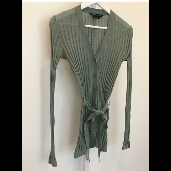 BCBG SAGE GREEN LIGHT WEIGHT BELTED CARDIGAN XS - Picture 5 of 13